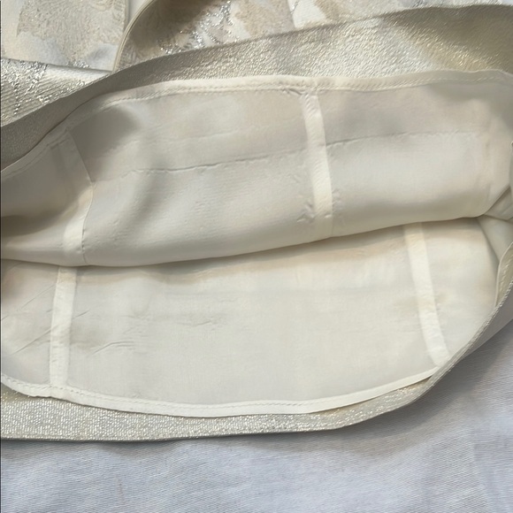 Bebe Cream Sheath Mini Dress with Scoop Neck and Silver Sparkly Embellishments - Picture 8 of 9